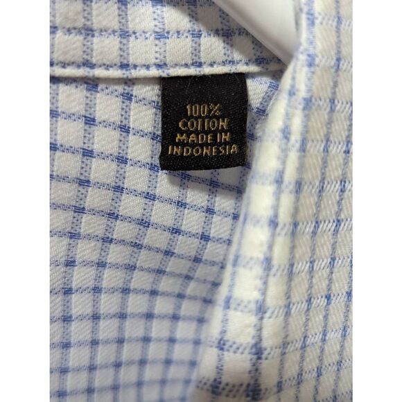 Donald J Trump Signature Collection Men 17 White Blue Button Front Shirt - Picture 3 of 6